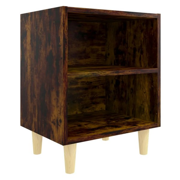 Berkfield Bed Cabinets with Solid Wood Legs 2 pcs Smoked Oak 40x30x50 cm