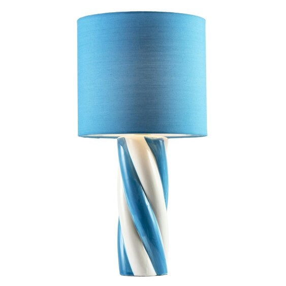 Happy Homewares Modern Spiral Twist Blue and White Table Lamp Ceramic Table Lamp