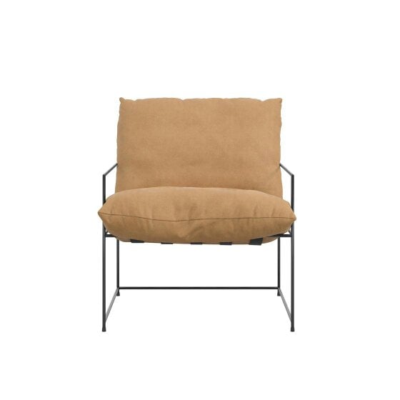 Wyld Haus Drogheda Tan Brown Accent Chair Black Metal Frame