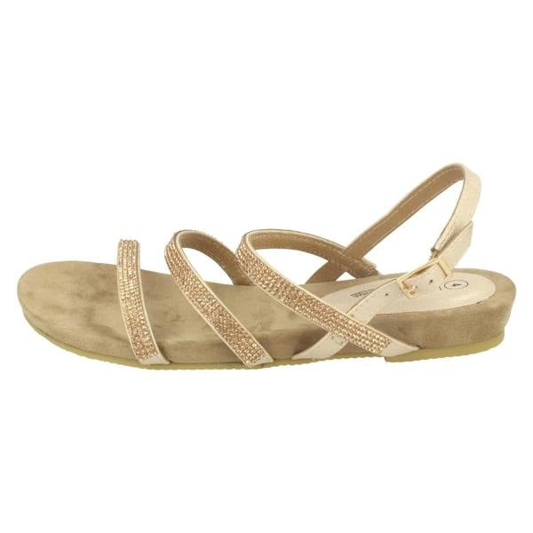 Leather Collection Ladies Leather Collection Diamante Slingback Sandals