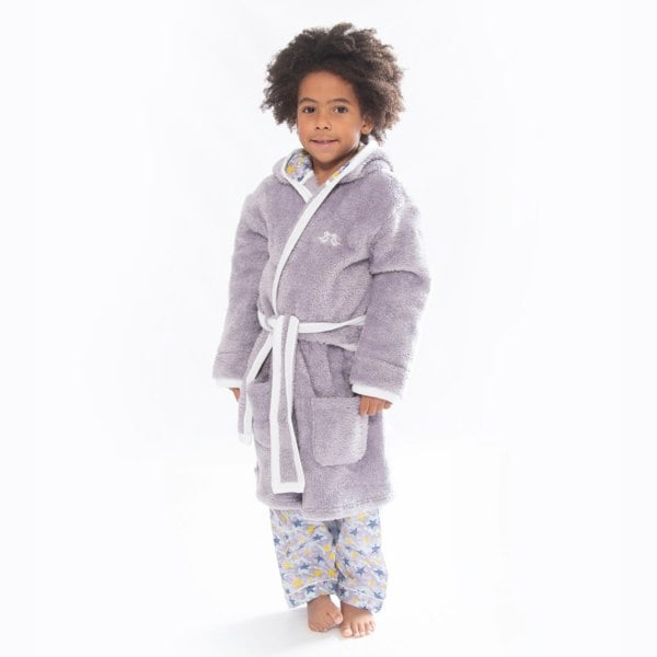 Luca and Rosa Shining Stars Girls Print Dressing Gown Grey