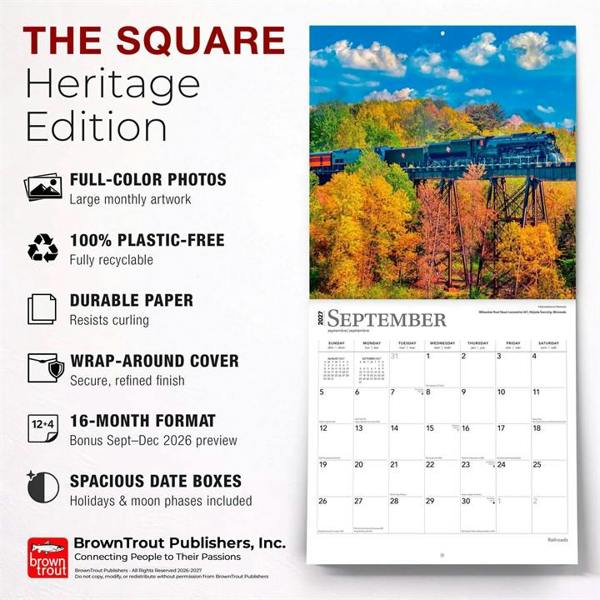 Railroads Calendar 2027, Wall Calendars, Month To View, Transport, Gift