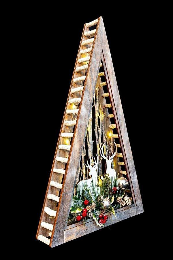 57cm B/O LED Wooden Reindeer Scene Triangle Shape Festive Christmas Tabletop Decoration image 3