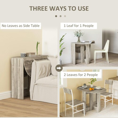 Wyld Haus Tase Wooden Grey Folding Drop Leaf Dining Table For Compact Spaces