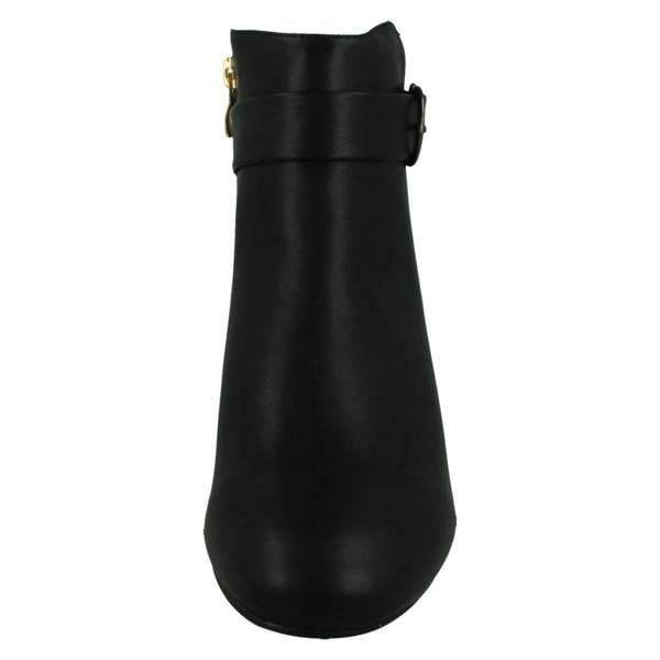 Spot On Ladies Spot On Block Heel Wide Fit Ankle Boot with Buckle and Inside Zip F51247