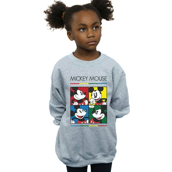 Disney Girls Mickey Mouse Square Colour Sweatshirt - Sports Grey