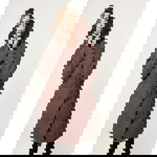 Blue Vanilla Faux Fur Hood Puffer Coat