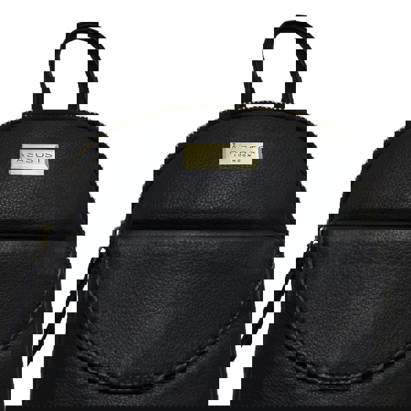 Assots London 'GEORGE' Black Mini Pebble Grain Leather Backpack