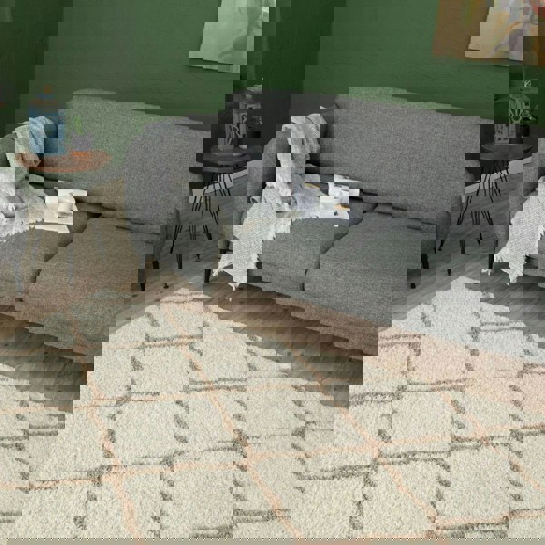 Moroccan Design Thick Shaggy Area Rugs Ivory Beige