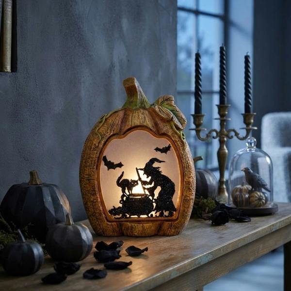 Garden Greatness Illuminated Spooky Witch Pumpkin Ornament