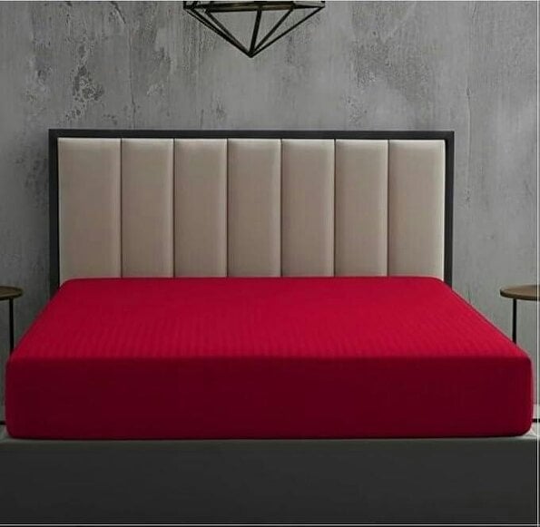 Night Zone Satin Stripe 250 Thread Count Cotton Flat Sheet – Hotel Style Bed Sheet - Red