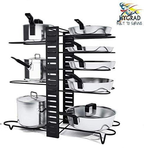 HYGRAD BUILT TO SURVIVE HYGRAD® 8 Tier Adjustable Cabinet Organiser Pots & Pans Dishes Organiser Stand For Neat & Tidy Cupboard Organising