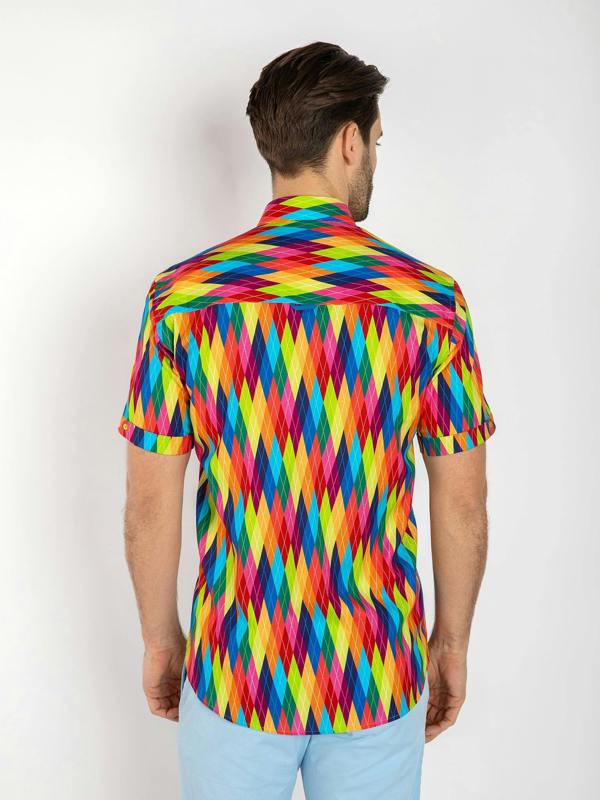 CLS2614 TENCEL MULTICOLOUR DIAMONDS - Claudio Lugli Shirts
