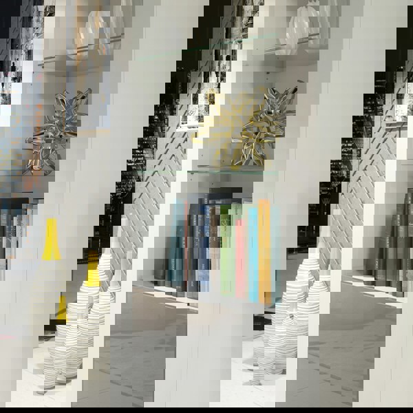 Mex Furniture Modern Display Cabinet 170cm – White Body & Grey Gloss Doors