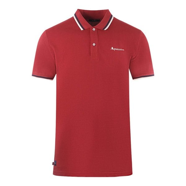 Aquascutum Twin Tipped Collar Brand Logo Polo Shirt - Bordeaux Red