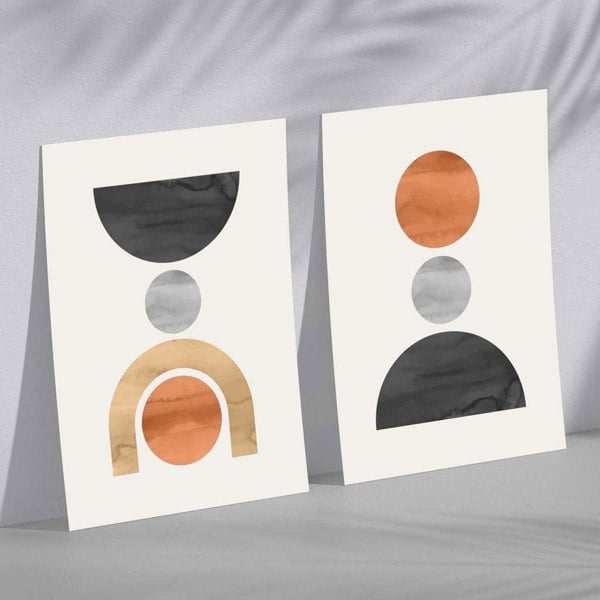 Sage Green Geometric Pineapple Fruit Set of 2 Art Prints