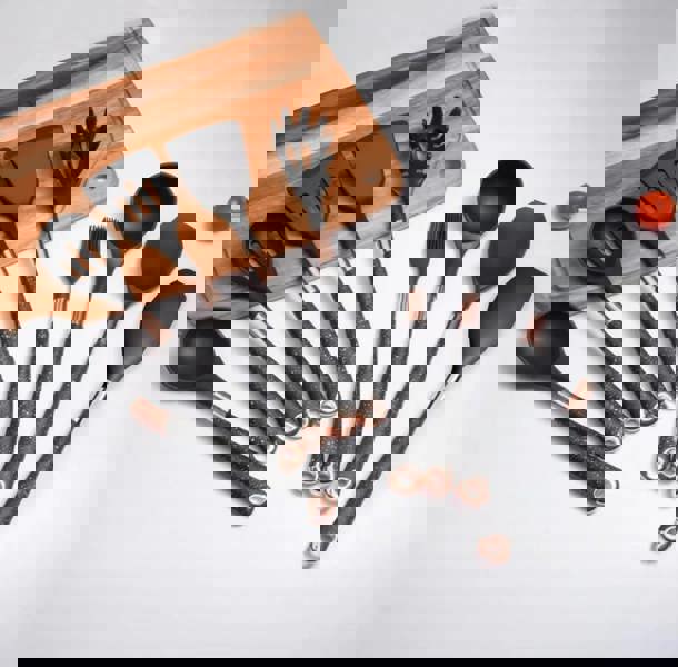 Anygleam Kitchen Utensils 12-Piece Non-stick Black Set with Gold Plated Handles, Support Point & Storage Box. Heat Resistant Kitchenware Accessories.