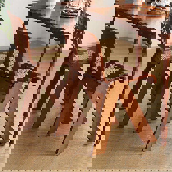 Nita Curved Rattan Dining Chair, Rubber Wood-Rit Concept-Rit Concept