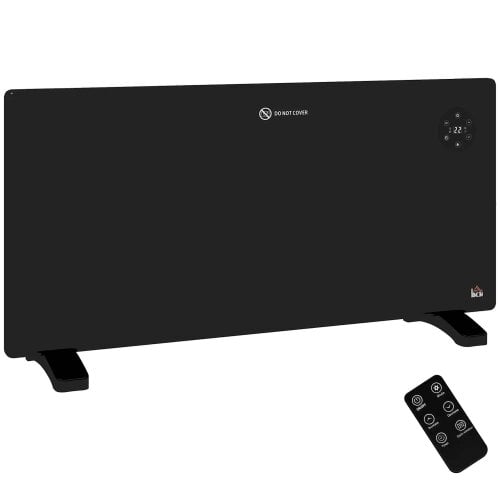 2000W Electric Convector Heater, Freestanding or Wall Mounted, Space Heater with Adjustable Thermostat, Timer, Black