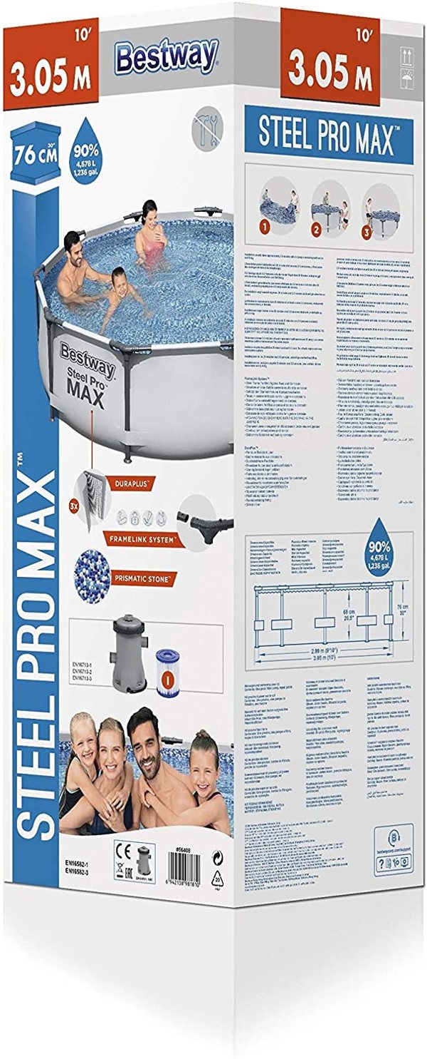 Bestway Steel Pro Frame Swimming Pool with Pump - 10 feet