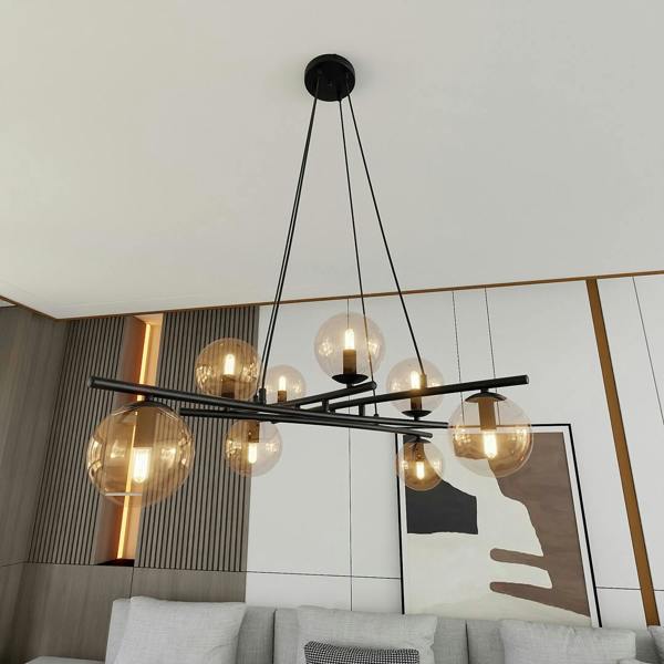 Emibig ESSA Pendant lamp 8 x E14 Black with Amber Shade