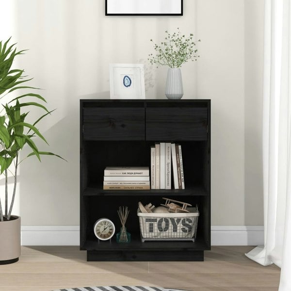 Berkfield Console Cabinet Black 60x34x75 cm Solid Wood Pine