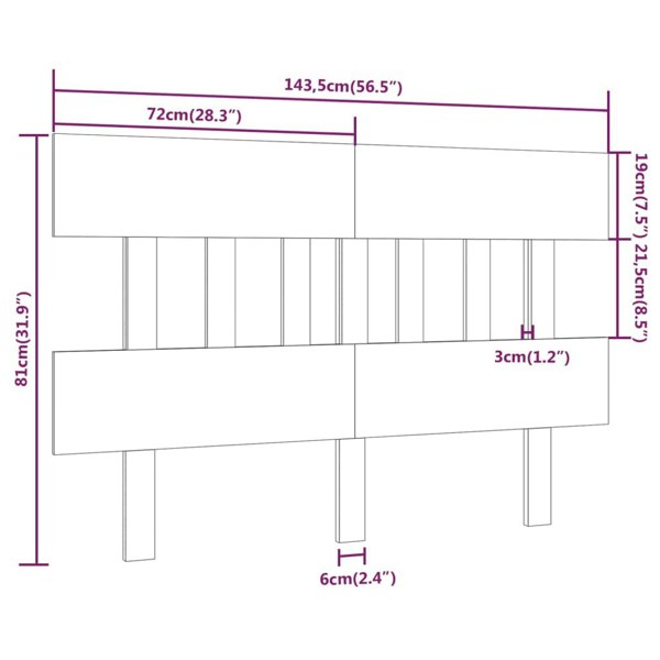 Berkfield Bed Headboard 143.5x3x81 cm Solid Wood Pine
