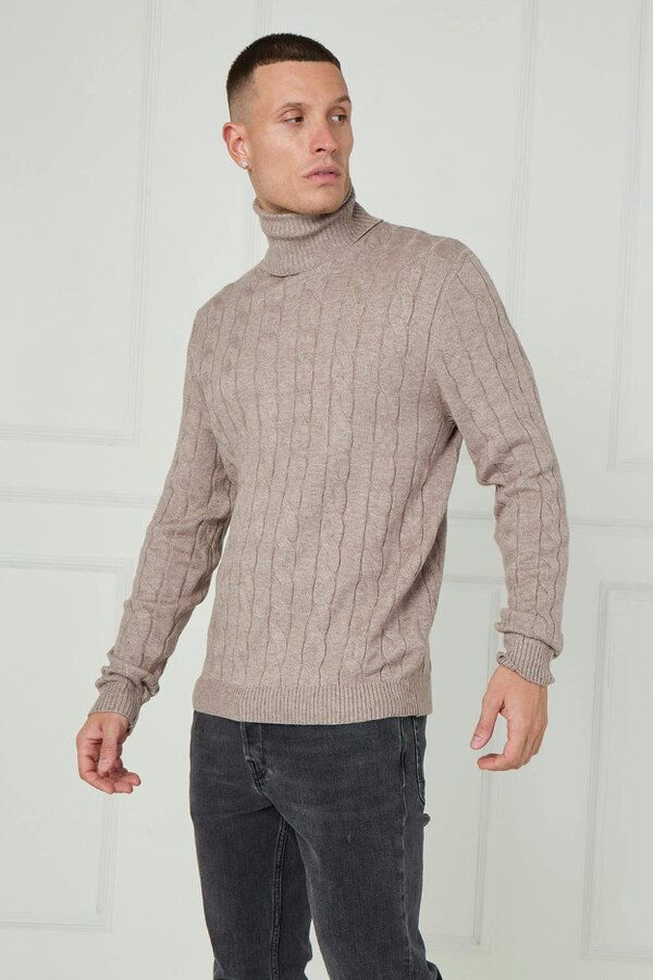 Men’s Cable Knit Turtleneck Jumper