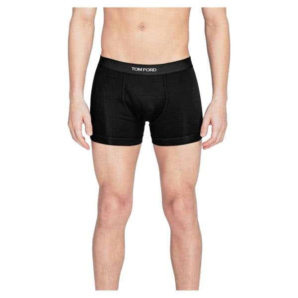 Tom Ford Mens Cotton Jersey Boxer Shorts - Black - 