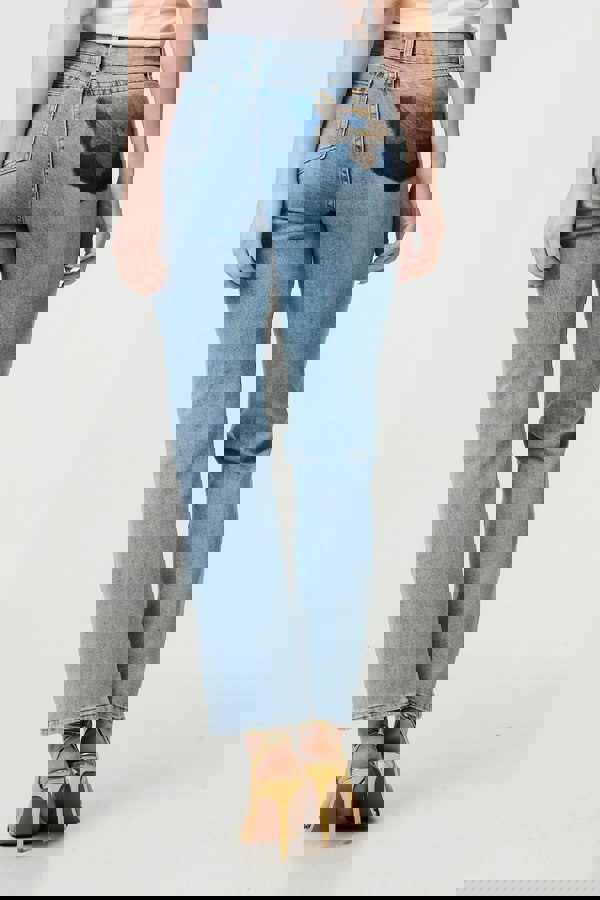 Blue | Floral Pocket Patch Straight Fit Jeans
