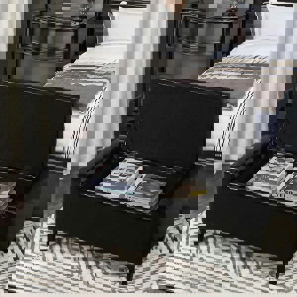 Rafaelo Mobilia Tufted Faux Leather Ottoman Bench Seat With Storage Black