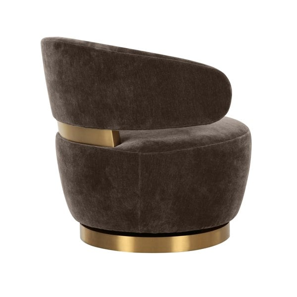 Furniture Edit Austin Chocolate Brown Recycled Fabric Swivel Chair