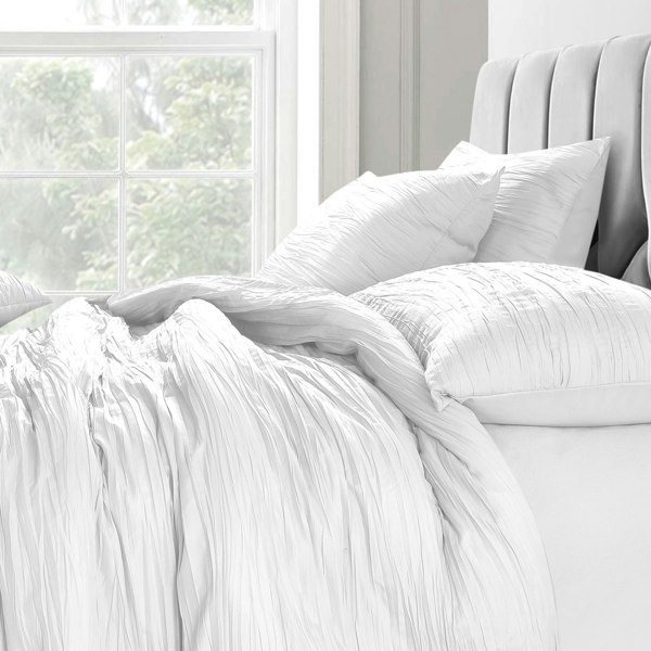 Velosso Elegant Pleated Duvet Cover & Pillowcase Set - Luxury Bedding for Modern Bedroom Decor