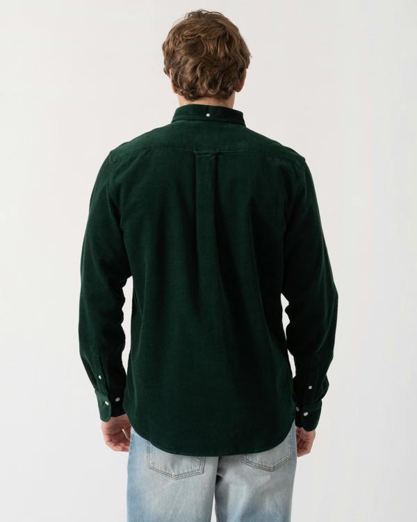 Back of GANT Mens Regular Fit Corduroy Shirt - 374 Tartan Green