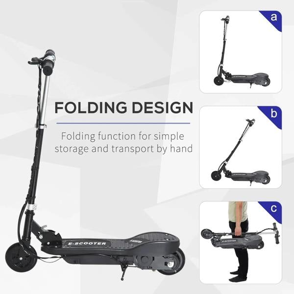 Black folding electric scooter with compact design for storage and transport