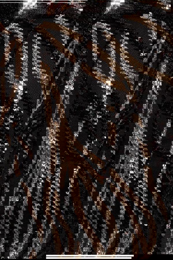 Long Sleeve Sequin Flame Maxi - Gold DR3486