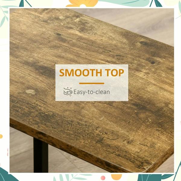 Rectangular rustic brown bar stool top with smooth, easy-clean finish