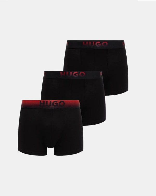 HUGO SPRAY 3-Pack Mens Trunks  - Black 001