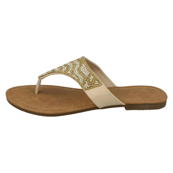 Savannah Ladies Savannah Flat Diamante Toe Post Sandals