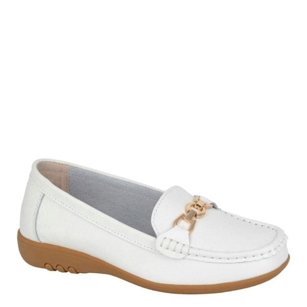 Boulevard L 646 X Wide Saddle Loafer Shoes - White