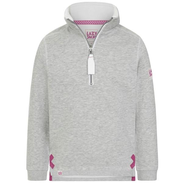 Lazy Jacks Girls Quarter Zip Sweatshirt - Grey Marl