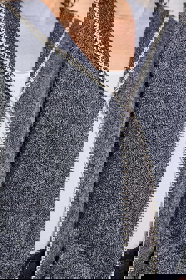 Blanket Stitch Cardigan With Hood