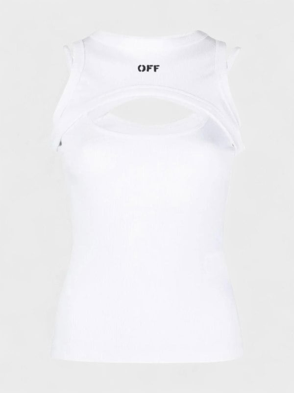 Off-White Off Stamp Ribbed Round Rowing Top