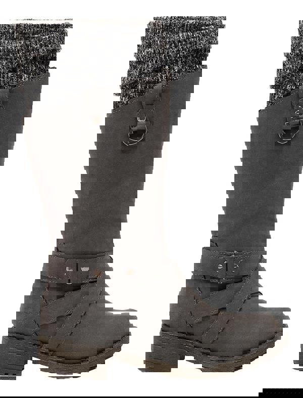 Rocket Dog Telsa Womens Tall Zip Up Mid Calf Biker Buckle Boots