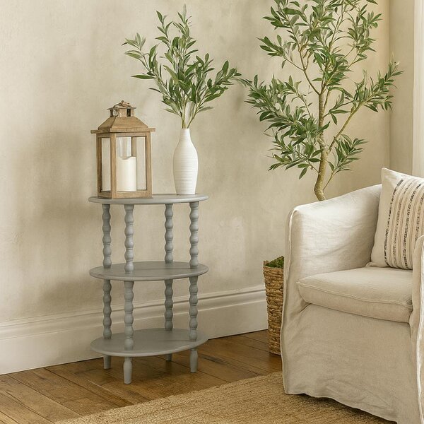 Wyld Haus Thu Tall 3 Tier Grey Wood Round Side Table