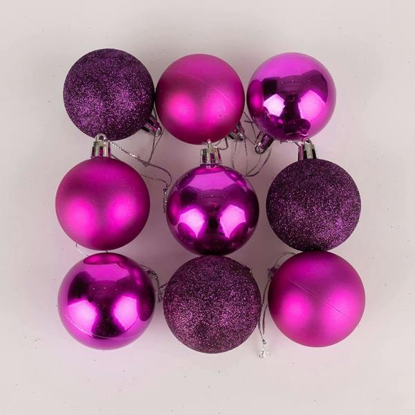 Purple Shatterproof Christmas Baubles 5cm Mixed Finish Pack Sizes for Tree Decorations image 3