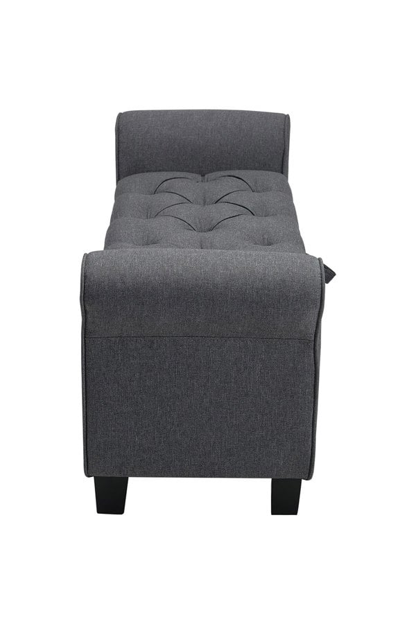 Living and Home Linen Splayed Armrest Storage Ottoman Bench Chaise