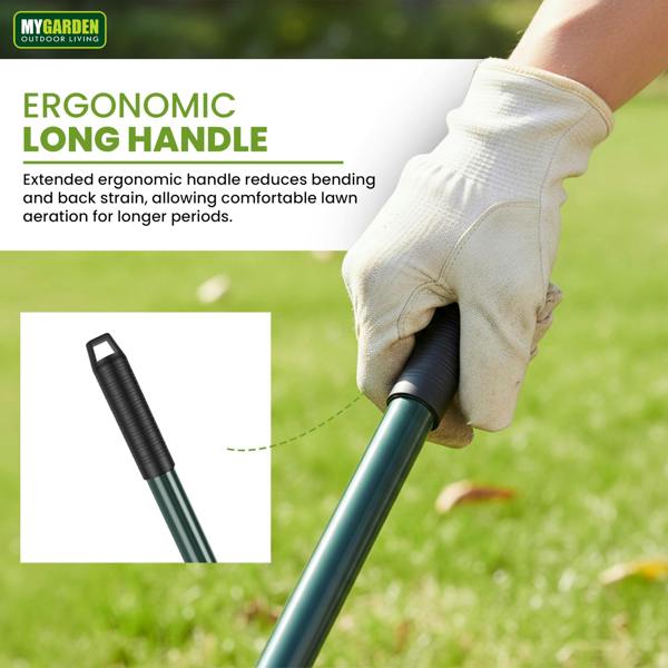 My Garden Outdoor Living My Garden Rolling Lawn Aerator with Handle 1.22M - Grass Spike Aerator Roller Steel Lawn Aerating Tool for Soil Aeration