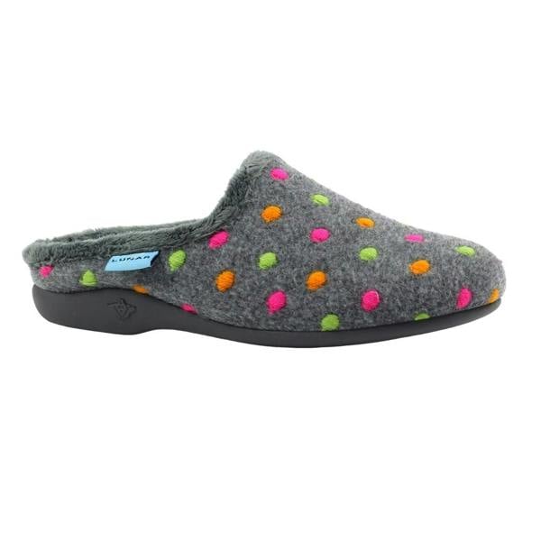 Lunar Womens/Ladies Peanut Mule Slippers - Grey