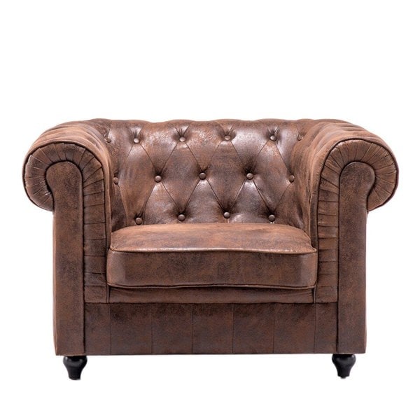 110cm Wide Retro Faux Leather Chesterfield Rolled Chair Chesterfield Chairs Living and Home